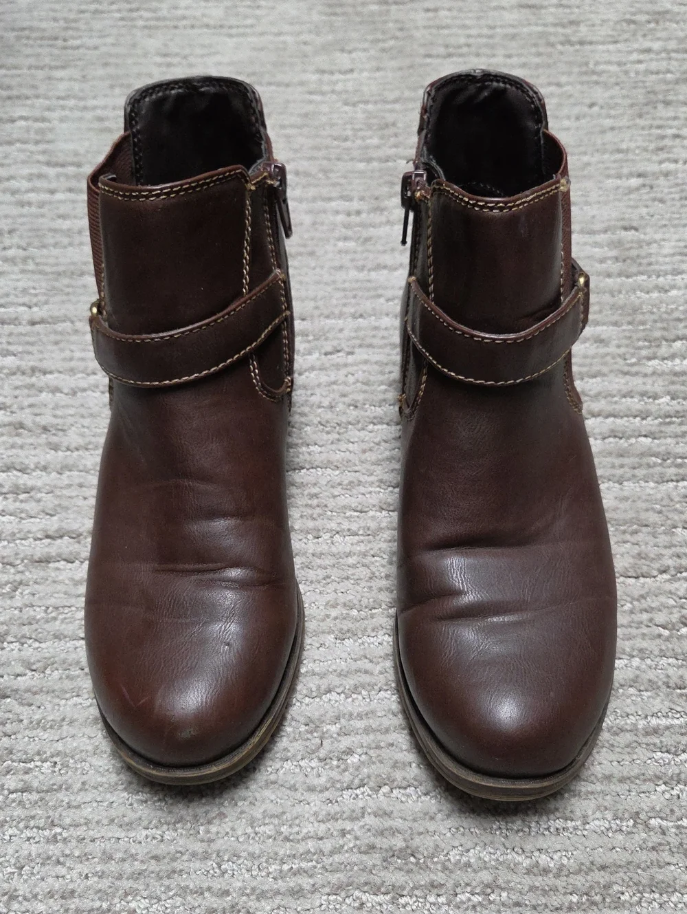 Naturalizer Dark Brown Ankle Booties with Strap and Side Zip
